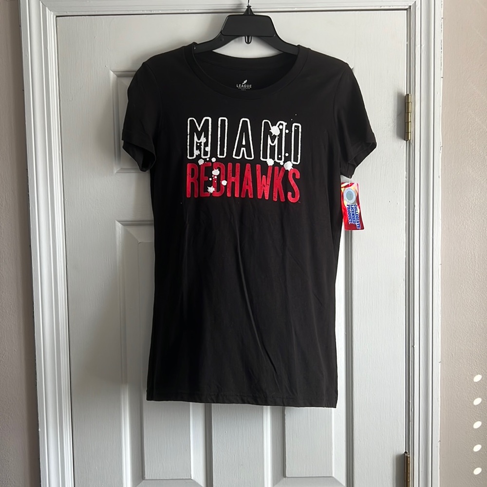 NWT League Collegiate Women’s Slim Fit XL Black Miami Redhawks T-shirt